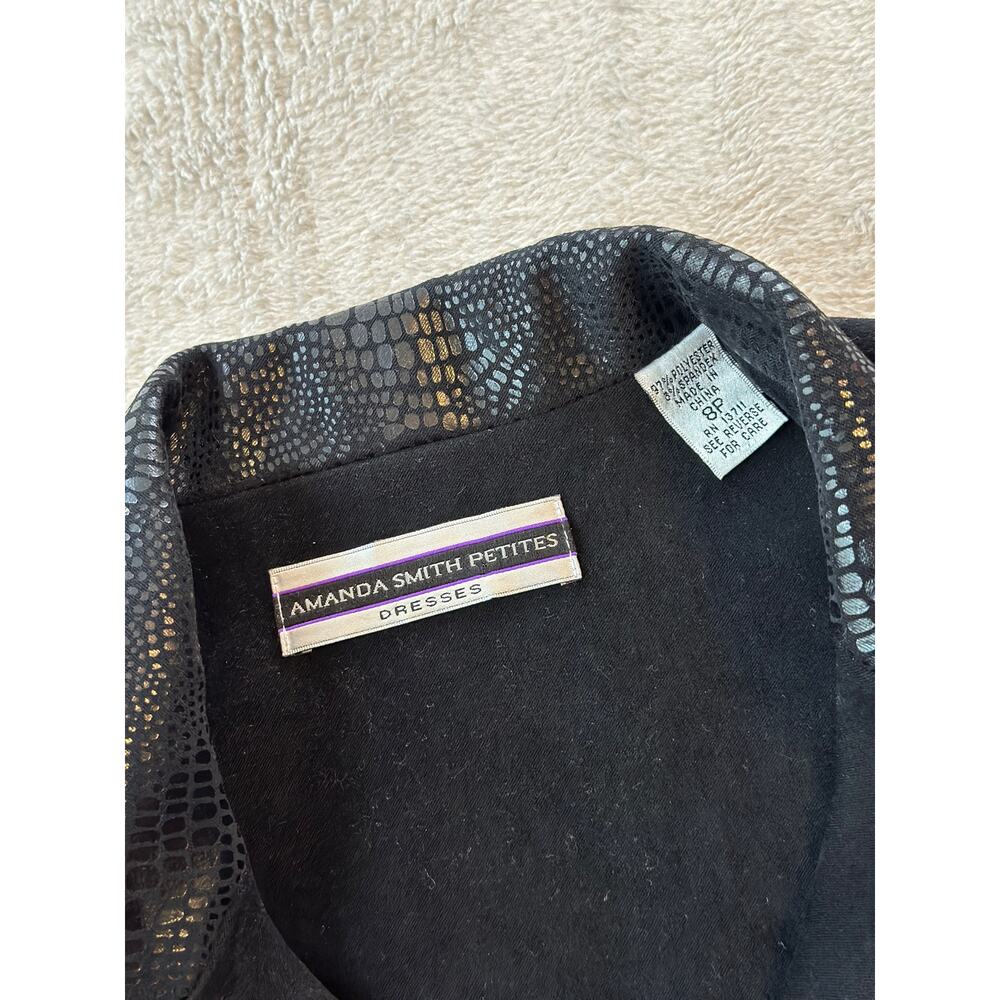 Vintage Amanda Smith Petites Women’s 8P Black Blazer Jacket Snake Skin Trim - Picture 7 of 8